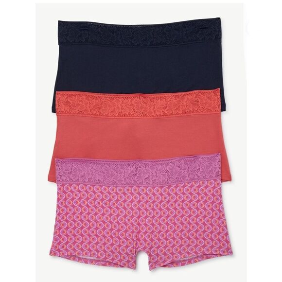 Modal and Lace Hi Cut & Boyshort Panties Underwear Brief 2, 3-Packs Size M - Picture 8 of 11